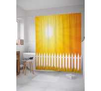 Штора (занавеска) для ванной JoyArty "Солнце за забором" из сатена, 180х200 см с крючками, sc_21893