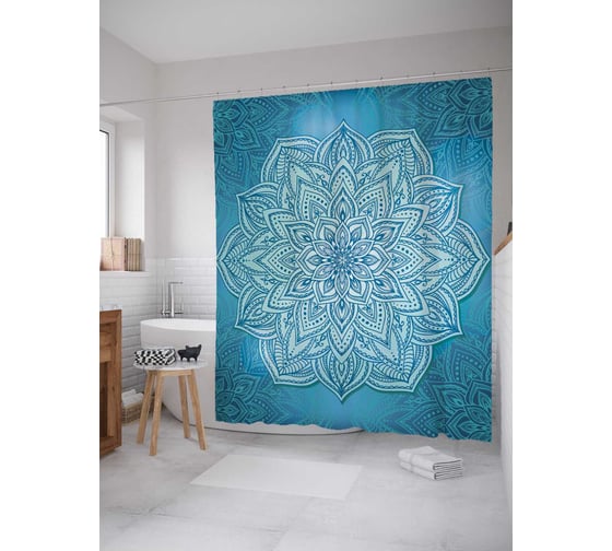 Штора (занавеска) для ванной JoyArty "Цветы молодости" из сатена, 180х200 см с крючками, sc_21214 1