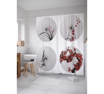 Штора (занавеска) для ванной JoyArty "Природа на зонтах" из сатена, 180х200 см с крючками, sc_21360