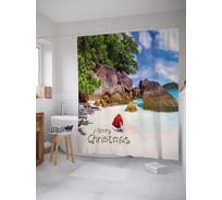 Штора (занавеска) для ванной JoyArty "Январский пляж" из сатена, 180х200 см с крючками, sc_21514