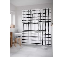 Штора (занавеска) для ванной JoyArty "Иллюзия клетки" из сатена, 180х200 см с крючками, sc_21390