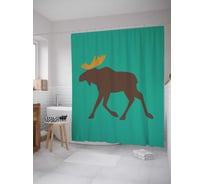 Штора (занавеска) для ванной JoyArty "Бегущий лось" из сатена, 180х200 см с крючками, sc_22283
