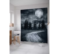 Штора (занавеска) для ванной JoyArty "Полная луна" из сатена, 180х200 см с крючками, sc_22078