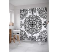 Штора (занавеска) для ванной JoyArty "Песенные цветы" из сатена, 180х200 см с крючками, sc_21204