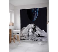 Штора (занавеска) для ванной JoyArty "Установка лунохода" из сатена, 180х200 см с крючками, sc_19944