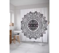 Штора (занавеска) для ванной JoyArty "Цветочный лабиринт" из сатена, 180х200 см с крючками, sc_21215