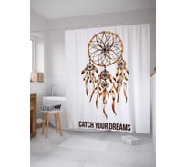 Штора (занавеска) для ванной JoyArty "Ловец снов" из сатена, 180х200 см с крючками, sc_20187