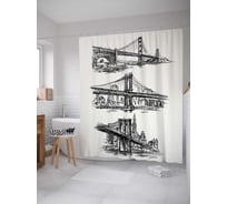 Штора (занавеска) для ванной JoyArty "Черчения мостов" из сатена, 180х200 см с крючками, sc_20177