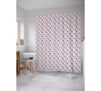 Штора (занавеска) для ванной JoyArty "Цветочное полотно" из сатена, 180х200 см с крючками, sc_262015