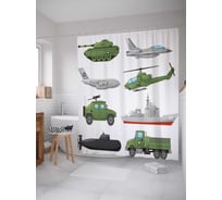Штора (занавеска) для ванной JoyArty "Боевая техника" из сатена, 180х200 см с крючками, sc_20145