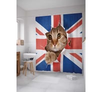 Штора (занавеска) для ванной JoyArty "Кот-вредитель" из сатена, 180х200 см с крючками, sc_2738