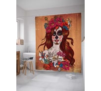 Штора (занавеска) для ванной JoyArty "Катрина в День мертвых" из сатена, 180х200 см с крючками, sc_26751