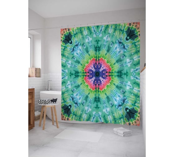 Штора (занавеска) для ванной JoyArty "Галактическая скорость" из сатена, 180х200 см с крючками, sc_20348 1