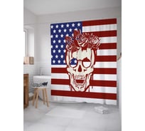 Штора (занавеска) для ванной JoyArty "Американский череп" из сатена, 180х200 см с крючками, sc_21371