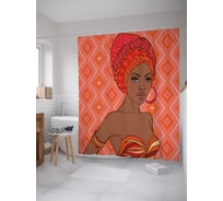 Штора (занавеска) для ванной JoyArty "Африканское обаяние" из сатена, 180х200 см с крючками, sc_23266