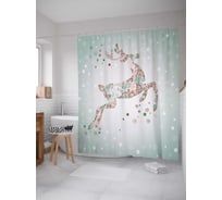 Штора (занавеска) для ванной JoyArty "Дикий олень" из сатена, 180х200 см с крючками, sc_21433
