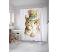 Штора (занавеска) для ванной JoyArty "Кот-волшебник" из сатена, 180х200 см с крючками, sc_21376