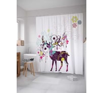 Штора (занавеска) для ванной JoyArty "Космический олень" из сатена, 180х200 см с крючками, sc_21422