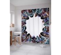 Штора (занавеска) для ванной JoyArty "Круг из перьев" из сатена, 180х200 см с крючками, sc_20218