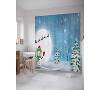 Штора (занавеска) для ванной JoyArty "Новогоднее настроение" из сатена, 180х200 см с крючками, sc_20080