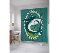 Штора (занавеска) для ванной JoyArty "Акула с шипами" из сатена, 180х200 см с крючками, sc_19807