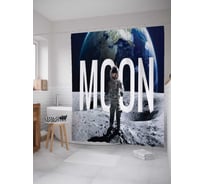 Штора (занавеска) для ванной JoyArty "Исследователь луны" из сатена, 180х200 см с крючками, sc_19936