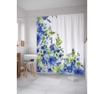 Штора (занавеска) для ванной JoyArty "Цветочное покрытие" из сатена, 180х200 см с крючками, sc_19874