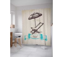 Штора (занавеска) для ванной JoyArty "Путешествие за солнцем" из сатена, 180х200 см с крючками, sc_19890