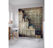 Штора (занавеска) для ванной JoyArty "Виноградный рисунок" из сатена, 180х200 см с крючками, sc_21595