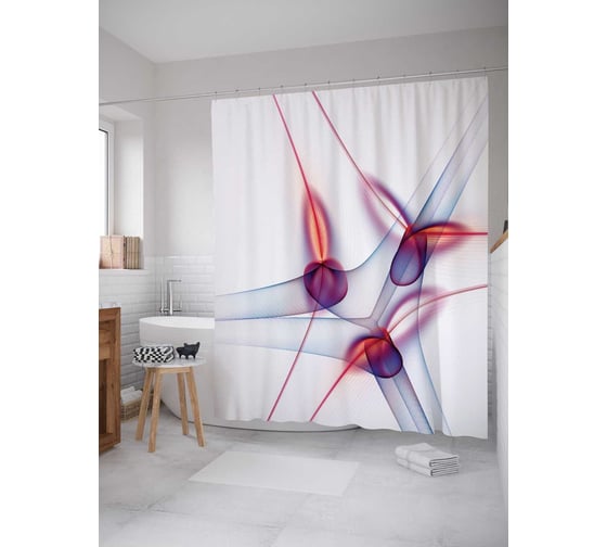 Штора (занавеска) для ванной JoyArty "Спиральные трубки" из сатена, 180х200 см с крючками, sc_20004 1