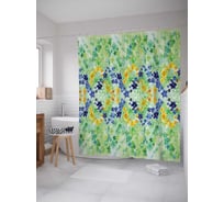 Штора (занавеска) для ванной JoyArty "Цветочные ромбы" из сатена, 180х200 см с крючками, sc_19865