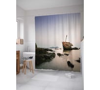 Штора (занавеска) для ванной JoyArty "Гибель корабля" из сатена, 180х200 см с крючками, sc_20543