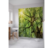 Штора (занавеска) для ванной JoyArty "Весеннее солнце" из сатена, 180х200 см с крючками, sc_20674