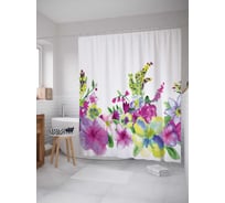 Штора (занавеска) для ванной JoyArty "Полевые украшения" из сатена, 180х200 см с крючками, sc_19877
