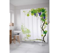 Штора (занавеска) для ванной JoyArty "Виноградная радость" из сатена, 180х200 см с крючками, sc_21605