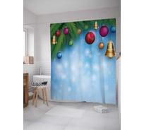 Штора (занавеска) для ванной JoyArty "Новогоднее веселье" из сатена, 180х200 см с крючками, sc_21467