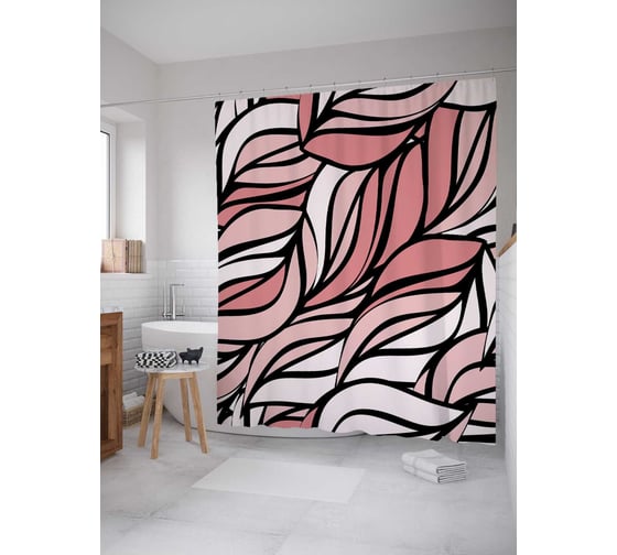 Штора (занавеска) для ванной JoyArty "Дикие волны" из сатена, 180х200 см с крючками, sc_20451 1