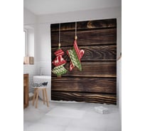 Штора (занавеска) для ванной JoyArty "Елка и звезда" из сатена, 180х200 см с крючками, sc_20303