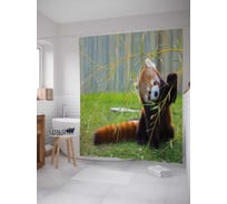 Штора (занавеска) для ванной JoyArty "Милая панда" из сатена, 180х200 см с крючками, sc_21731