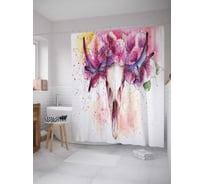 Штора (занавеска) для ванной JoyArty "Цветочные рога" из сатена, 180х200 см с крючками, sc_19896