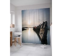 Штора (занавеска) для ванной JoyArty "Затопленное судно" из сатена, 180х200 см с крючками, sc_20531