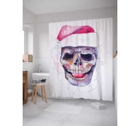 Штора (занавеска) для ванной JoyArty "Новогодний череп" из сатена, 180х200 см с крючками, sc_19899