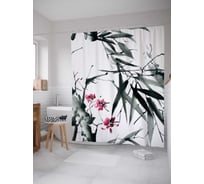 Штора (занавеска) для ванной JoyArty "Серая природа" из сатена, 180х200 см с крючками, sc_19969