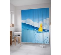 Штора (занавеска) для ванной JoyArty "Морская утка" из сатена, 180х200 см с крючками, sc_23373