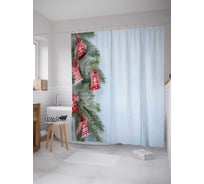 Штора (занавеска) для ванной JoyArty "Колокольчики для елки" из сатена, 180х200 см с крючками, sc_21503