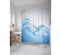 Штора (занавеска) для ванной JoyArty "Водное буйство" из сатена, 180х200 см с крючками, sc_22229