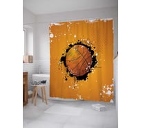 Штора (занавеска) для ванной JoyArty "Пятнистый баскетбольный мяч" из сатена, 180х200 см с крючками, sc_16528