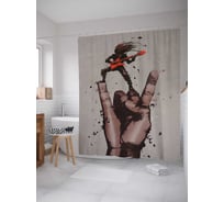 Штора (занавеска) для ванной JoyArty "Рок скульптура" из сатена, 180х200 см с крючками, sc_23043