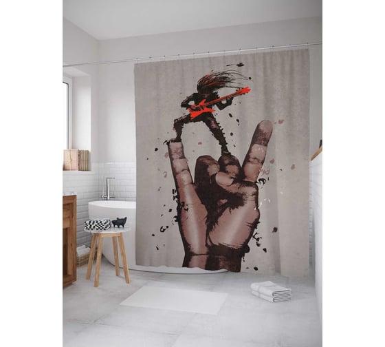 Штора (занавеска) для ванной JoyArty "Рок скульптура" из сатена, 180х200 см с крючками, sc_23043 1
