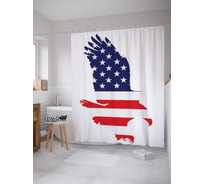 Штора (занавеска) для ванной JoyArty "Орел с цветами флага" из сатена, 180х200 см с крючками, sc_20700